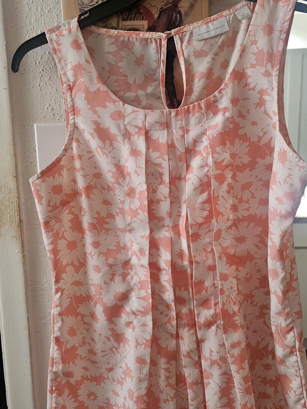New York Company Blouse Size S White Soft 8 Orange Flowers